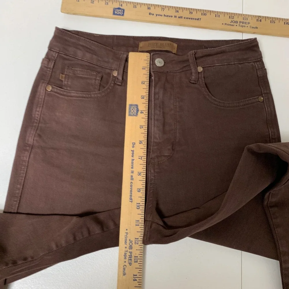 Judy Blue Flare Jeans Womens‎ 5/27 Brown Garment Dyed Raw Hem JB88803 C
